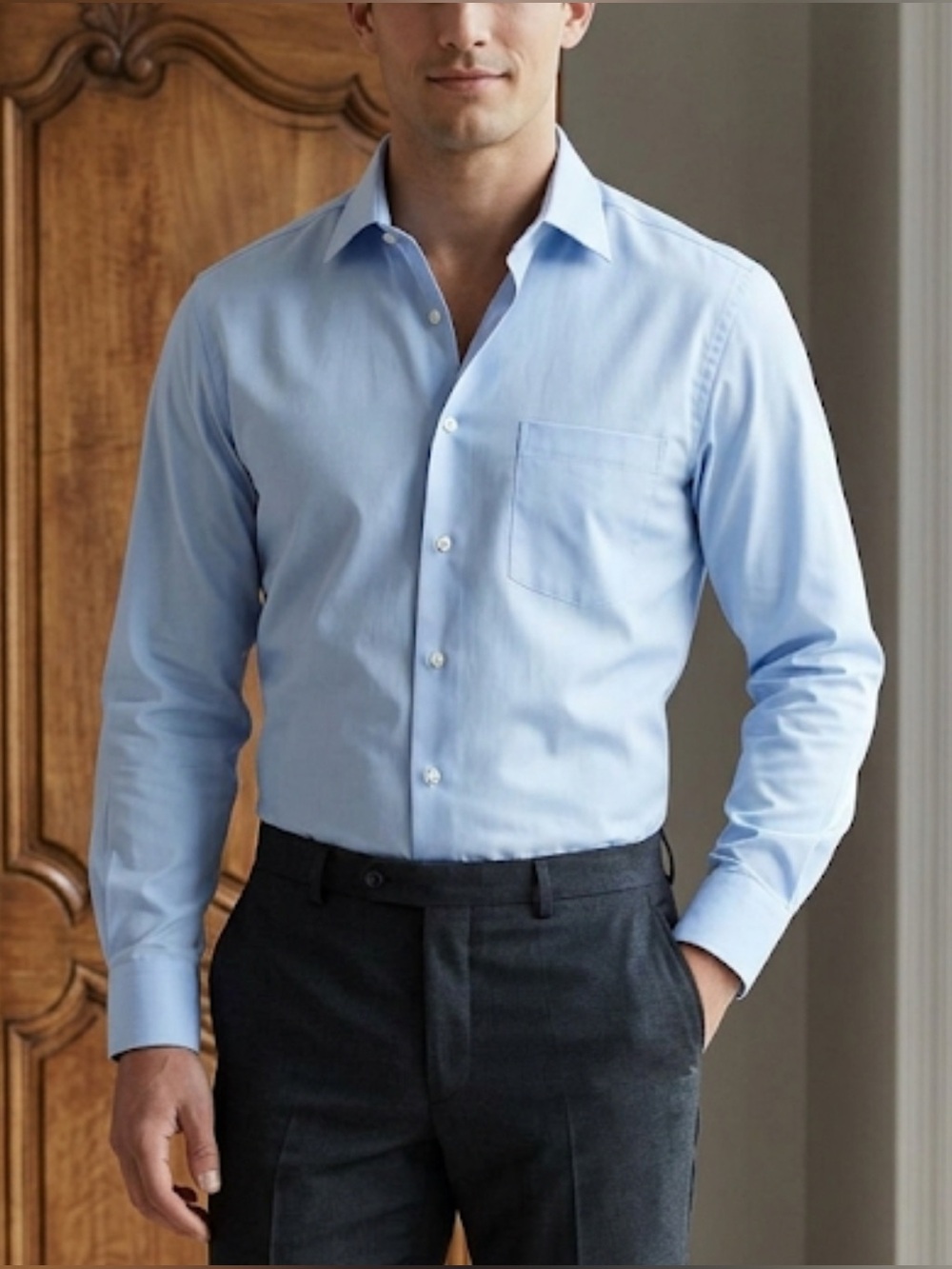 Gitman Bros Men's Light Blue Dress Shirt 17.5/35